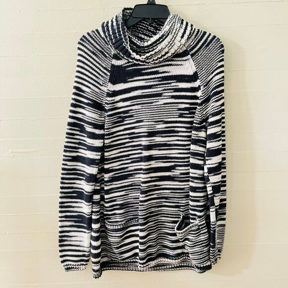Lucky Brand Space Dye Turtle Neck Knit Pullover Sweater Tunic SZ M Cotton Blend - Picture 2 of 10